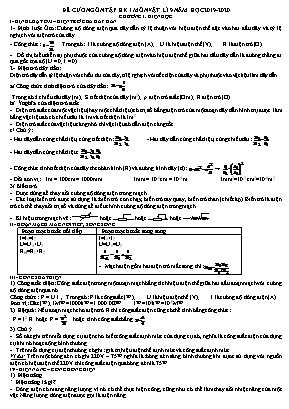 Đề cương ôn tập học kỳ I môn Vật lý Lớp 9 - Chương I Điện học - Năm học 2019-2020